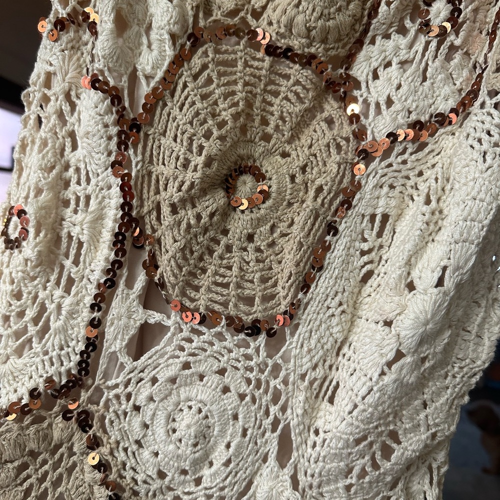 Free People Coco Embellished Crochet Sequin Dress, Size Small - Picture 3 of 4